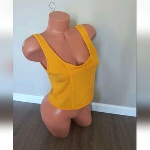 Women's Pac Cares Yellow Cropped Sleeveless Tank Top Size Large